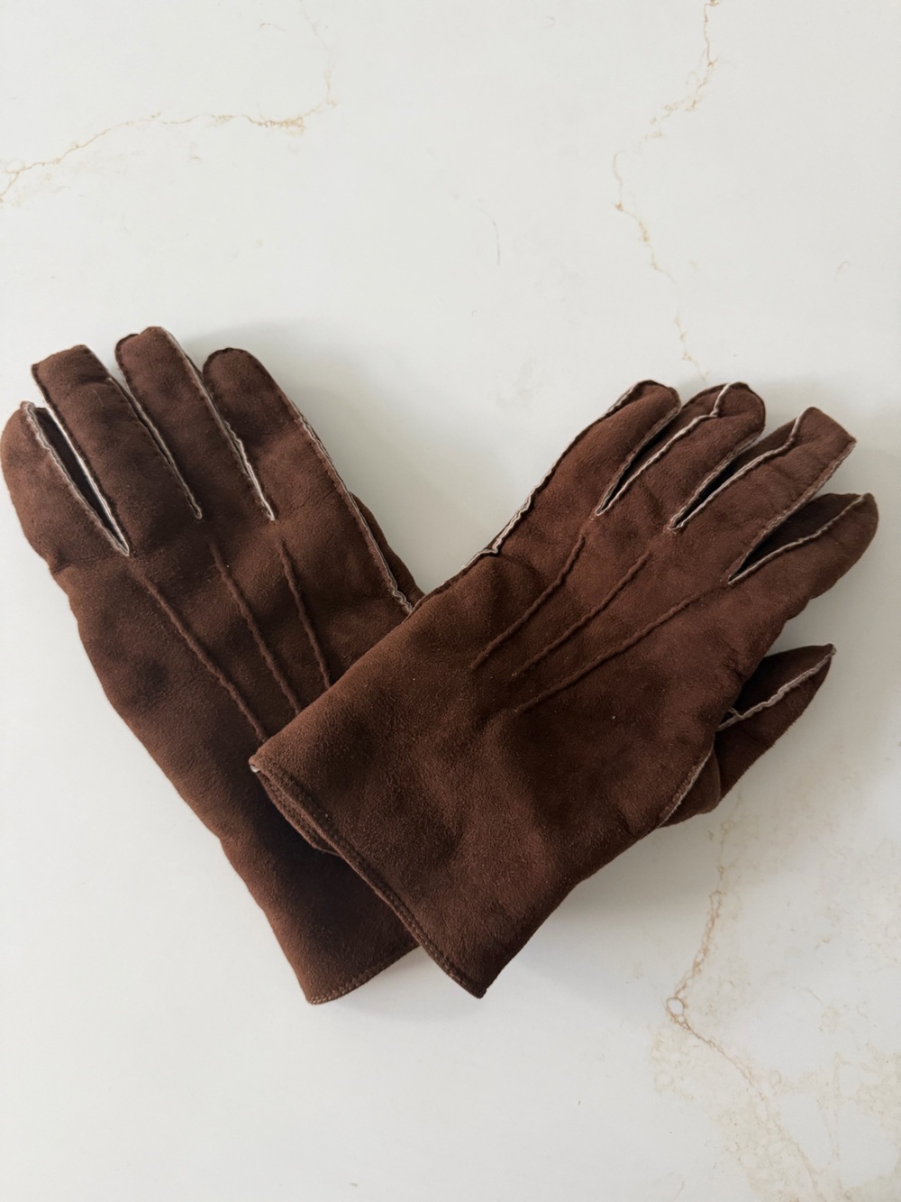 Men's Brown Suede gloves with shearling interior